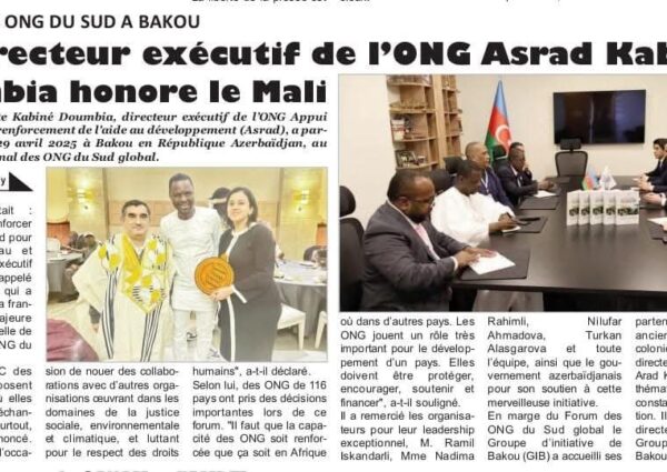 L’ONG ASRAD Mali salue la création de la Plateforme des ONG du Sud lors d’une conférence en Azerbaïdjan